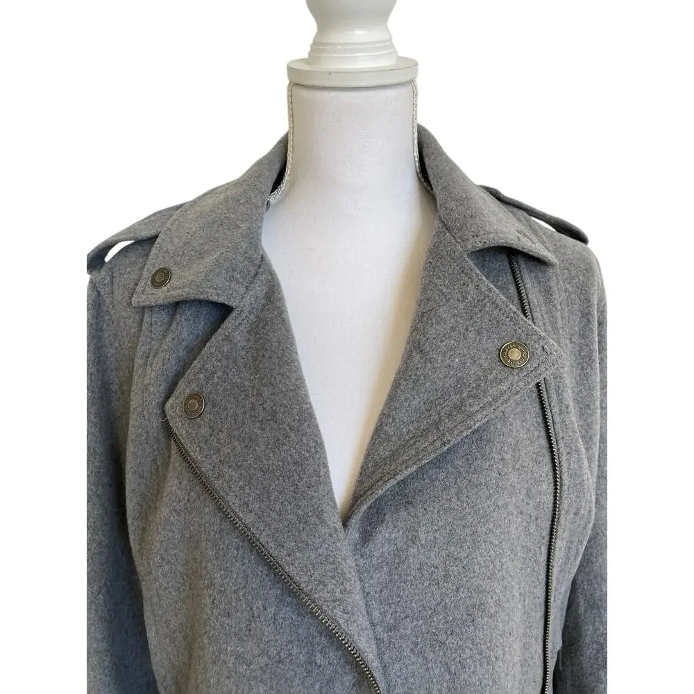 Aeropostale Moto Jacket Women's Size L Large Gray Wool Blend Lined